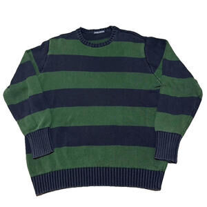 Brandy Melville Women OS Oversize Blue Green Rugby Stripe Knit Sweater Preppy XL